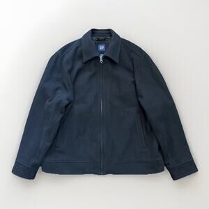 VTG Y2K Gap Wool Bomber Jacket Men XL Black Quilt Lined Full Zip Outdoor